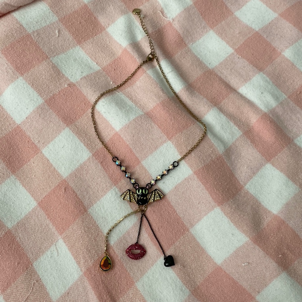 Betsey Johnson bat heart necklace